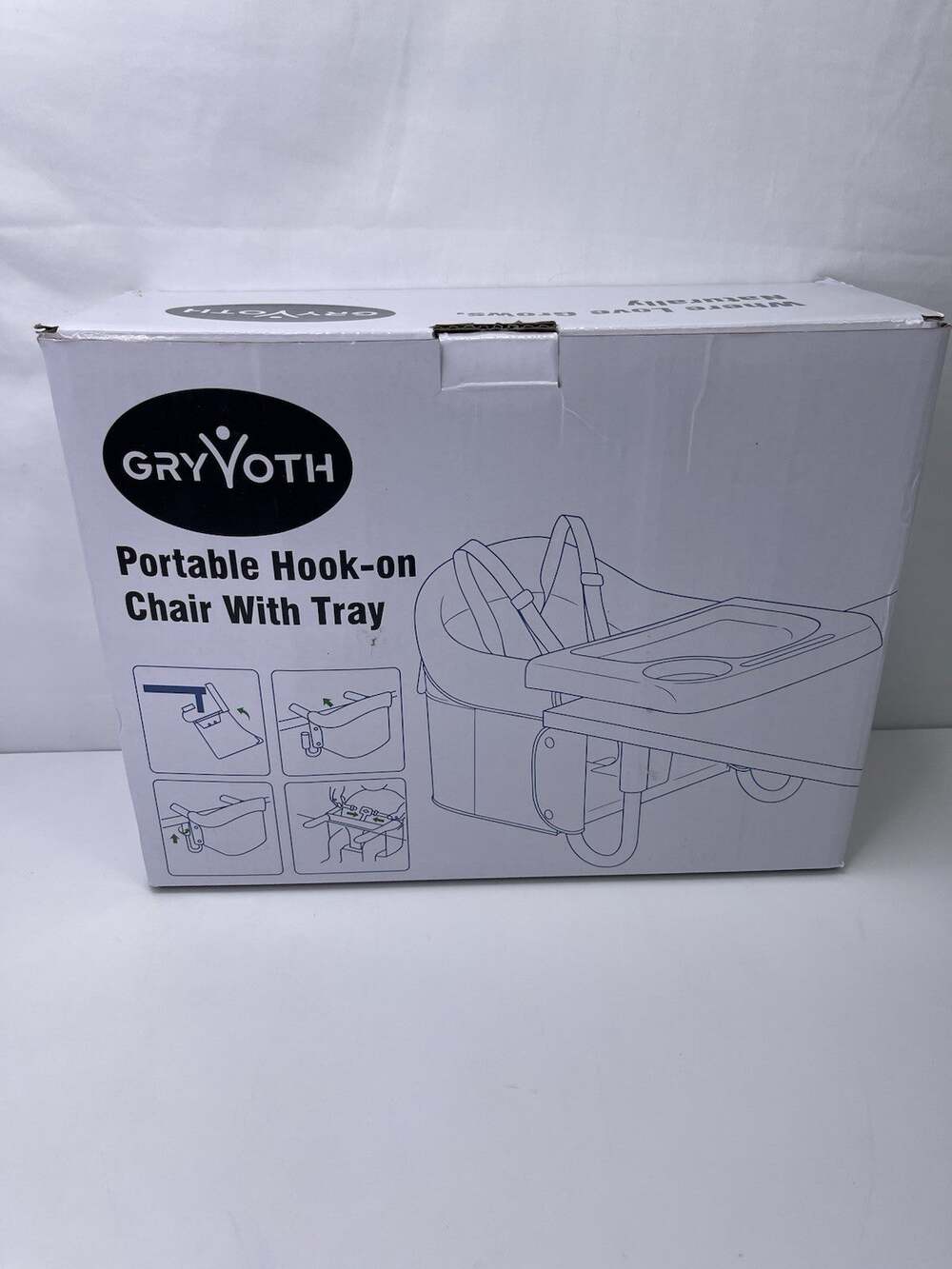 Gryvoth Hook On High Chair Portable Foldable Travel Baby Feeding Seat with Tray